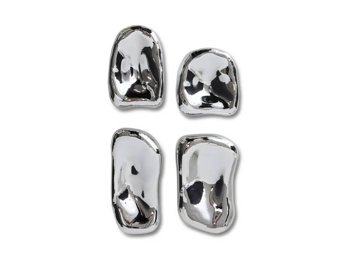 HKliving - Glas-Skulptur, Chrom (4er-Set)