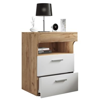 Nachttisch VCM "Holz Nachttisch Nachtschrank Schublade Slepal L", weiß (honig, eiche, weiß), B:45cm T:39cm, Tische, Nachttisch