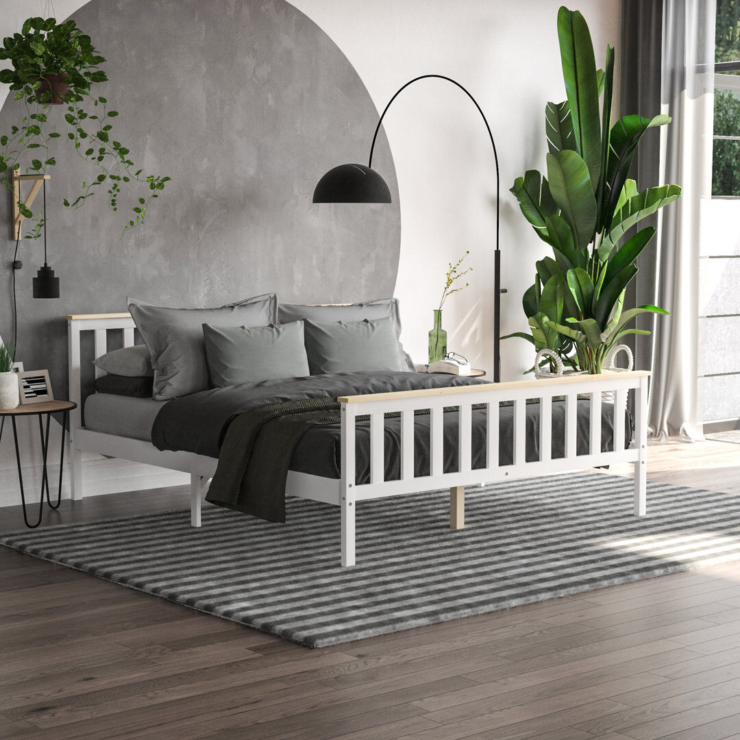 Fernleaf Solid Wood Bed White/Pine Kingsize (5')