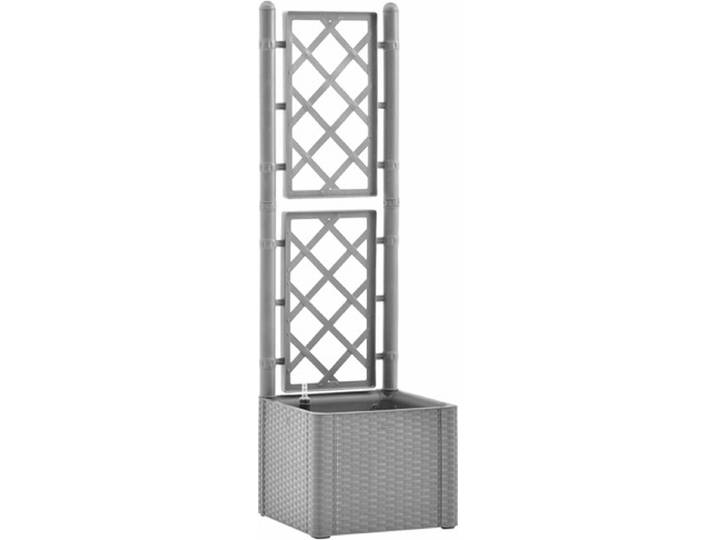 vidaXL - Plantenbak - verhoogd - met - latwerk - en - zelfbewateringssysteem - grijs