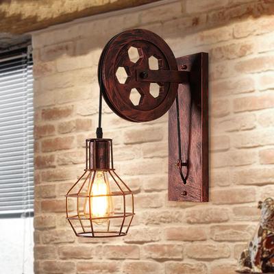 Friendly Fresh Finds Vintage Pulley Wall Sconce Industrial Retro Lighting Fixture a Rust Color