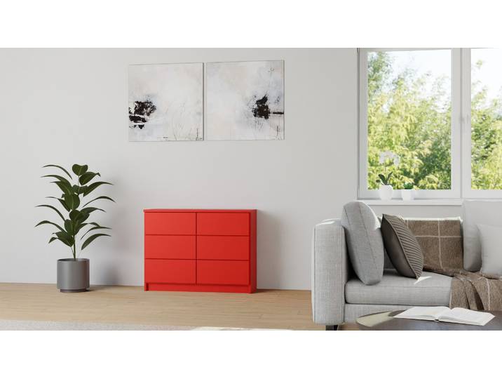 Buffet coloré Pickawood MDF Peint Rouge signal