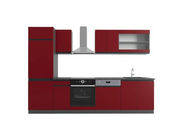 Vicco Küchenzeile R-Line, Rot/Anthrazit, 300 cm