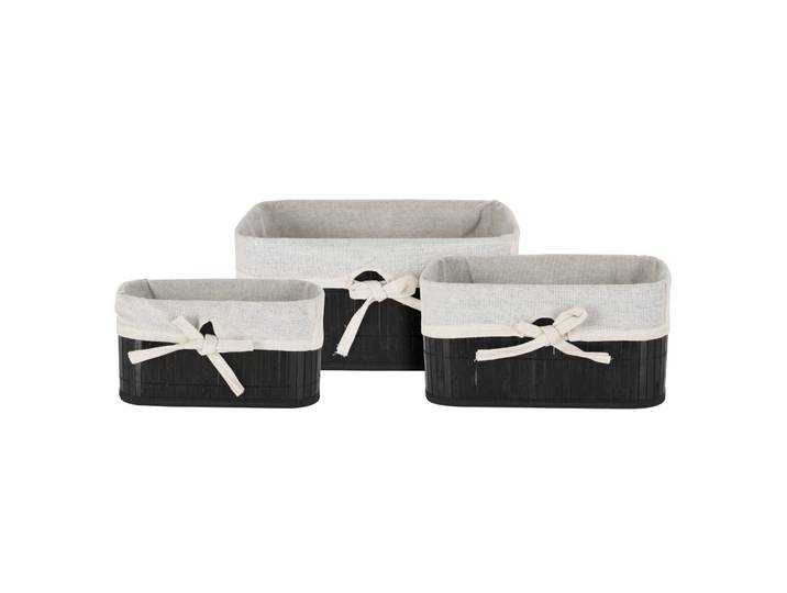 Aufbewahrungskorb Bambus Set 3-teilig schwarz/natur