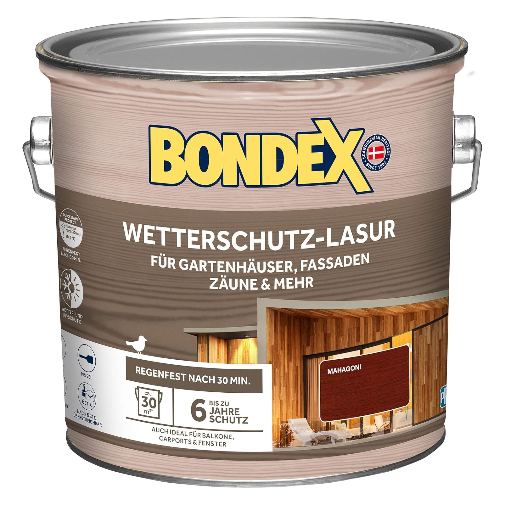 Weitere Bondex Wetterschutz Lasur Mahagoni 2,5 L für 30 m² | Tropf- und Spritzgehemmt | Exzellenter UV-Schut (2500 ml) (BONDEX_466152)