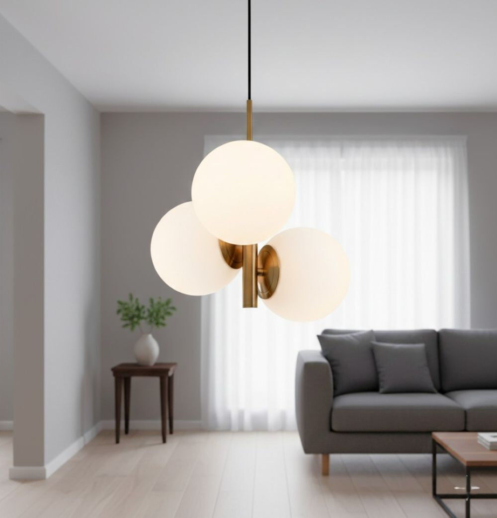 Firstlight 3 - Light Sputnik Pendant Brushed Brass 36cm H X 30cm W X 30cm D