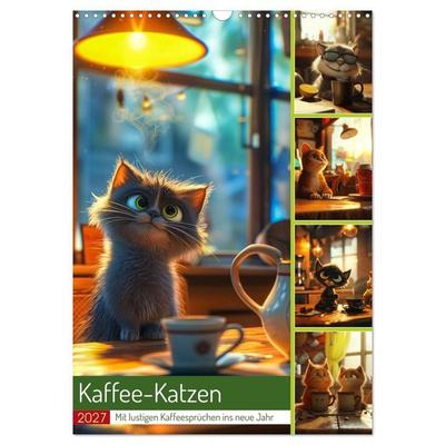 Kaffee-Katzen (Wandkalender 2027 DIN A3 hoch), CALVENDO Monatskalender