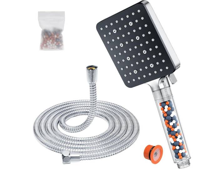 Duschkopf mit Schlauch 1.6M Wassersparend Handbrause Filter 6 Strahlarten