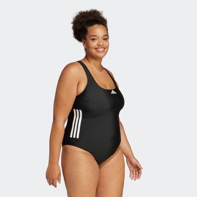Badeanzug ADIDAS PERFORMANCE "3S BLD SUIT PS", Damen, Gr. 4X (58/60), N-Gr, schwarz-weiß (schwarz, weiß), Obermaterial: 78% Polyamid, 22% Elasthan, Badeanzüge Badeanzug, sportlicher Badeanzug, chlorbeständiges Infinitex-Material