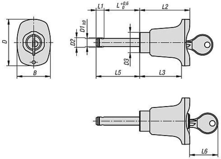 KIPP Kugelsperrbolzen abschließbar K 10mm 50mm Edelstahl 1.4305 (K1804.004610050)