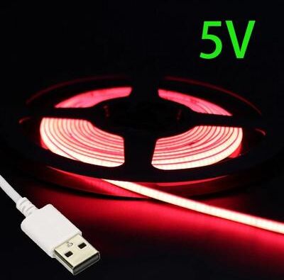 Uplift Essentials USB 5V COB LED Strip Light Ultra Thin Multicolor Tape 0.5m 5v 8mm red