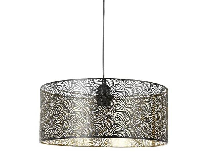 Ostaria 36167 Plafonnier Corazon - Suspension en métal extérieur noir et intérieur doré - Lampe Suspendue Hauteur 15 cm\, diamètre 35 cm - Suspension luminiare modèle Corazon noir et doré