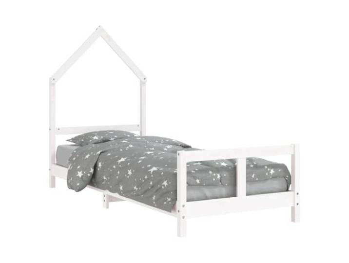 FDSAQOPT Weiß 80x200 cm Massivholz Kiefer Hausbett-Design, Holzlatten für Stabilität, niedrige Einstiegshöhe, Kiefernholz-Maserung, Matratze nicht enthalten