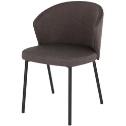 Stuhl Mila mit Stoffbezug, modernes Design, Braun, gepolstert, Metallgestell schwarz
