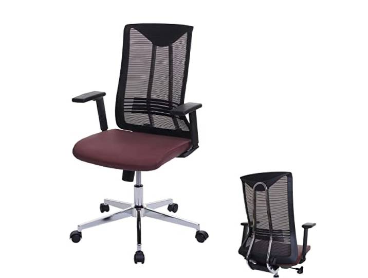Mendler Bürostuhl HWC-J53 ergonomisch Kunstleder - bordeaux-rot Drehstuhl, Schreibtischstuhl