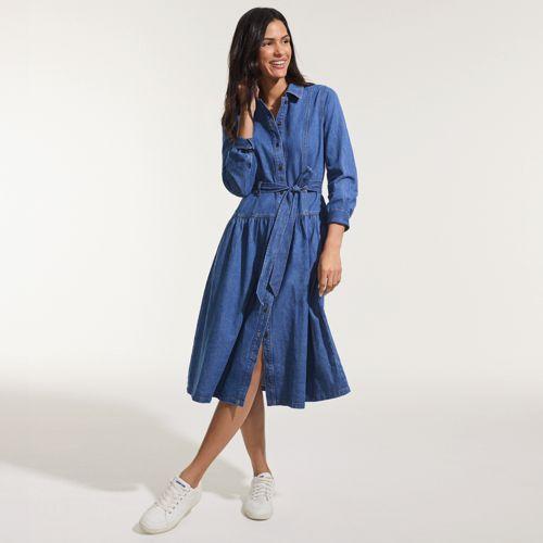 Jeans-Midikleid in Petite-Größe, Damen, size: petite, Blau, by Lands' End