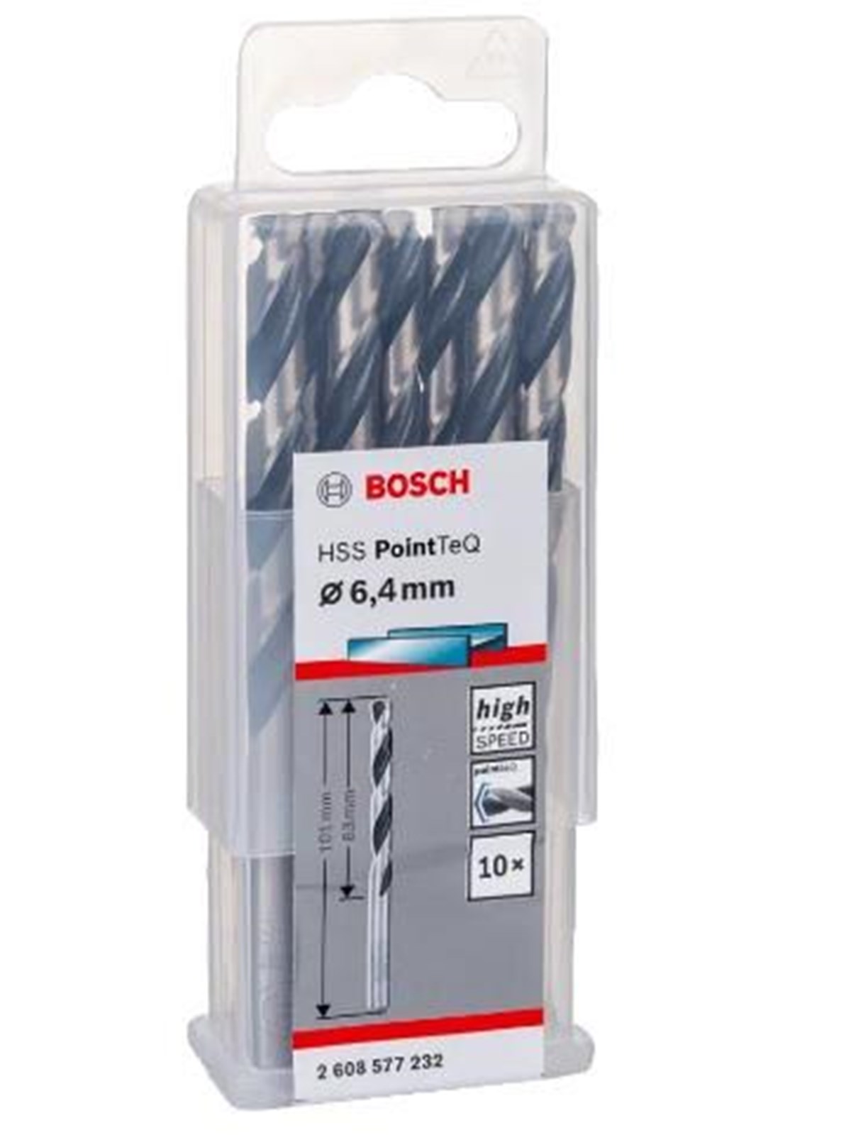 Bosch HSS PointTeQ Drill Bit 6.4mm 10pcs