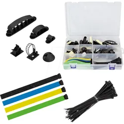 LOGILINK KAB0084 - Kabel-Organisations-Set in einer Box, 8-Artikel, 128 Stk., gemis