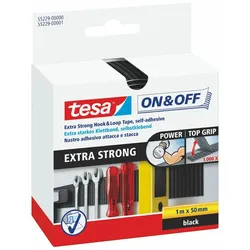 1x TESA On & Off Klettband Klettverschluss EXTRA STARK 100cm x 50mm schwarz