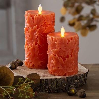 Ganz Usa, Llc Autumn Leaves LED Candle Orange, 3 x 6, Orange
