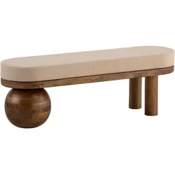 FineBuy, Sitzbank, Sitzbank Flurbank Stoff Holz Massiv 140 cm Polsterbank Bank Beige Modern (140 cm)