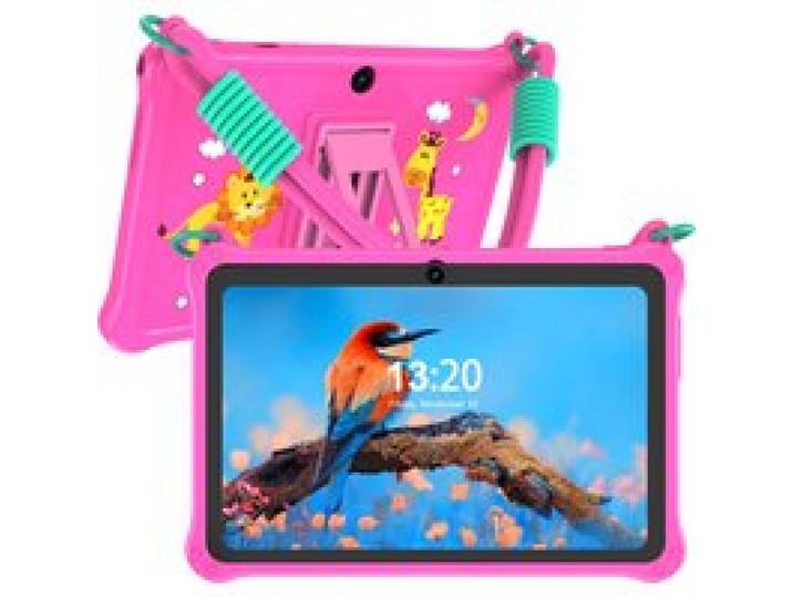 PRITOM Kindertablet 7 inch Android 13 4 GB (2 + 2 uitbreidbaar) RAM 32 GB ROM WiFi Bluetooth Leersoftware Geïnstalleerd met draagkoord