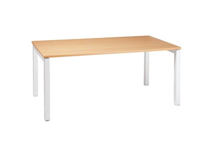 Bureau droit Eminence - L.120 x P.80 cm - Plateau Hêtre - Pieds Blanc