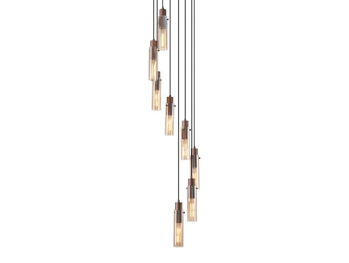 Suspension Tournée en Suède 42 x 32 x 42cm Beige/Marron Acier verni Verre coloré E27