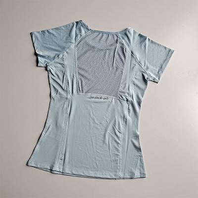 Fusion Finds Women's Workout Shirt Quick Dry Mesh Yoga & Running Fitness T Shirt lightblue m