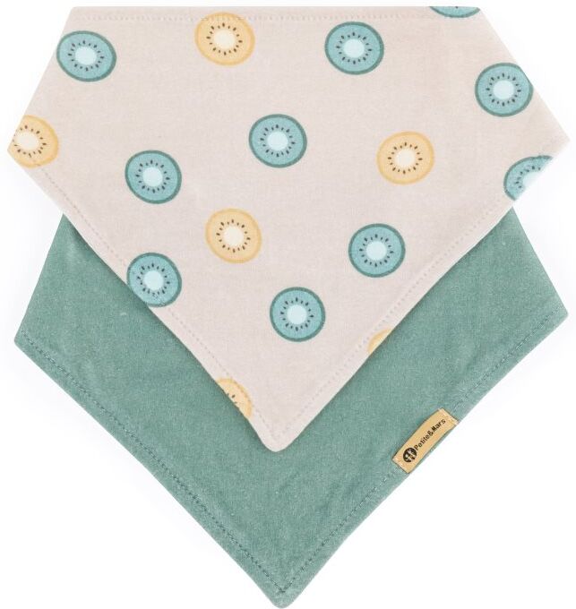 Petite&Mars Bandana Luke 3m+ bavoir Beige Kiwis&Misty Green 1 pcs