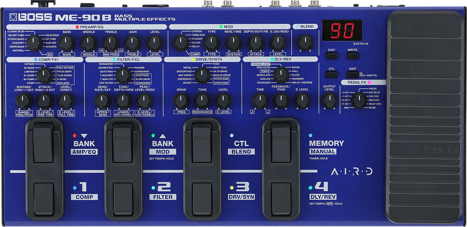 Boss ME-90B BASS MULTI-EFFECTS Muti-FX para Baixo 8-Footswitches