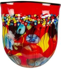 Dale Tiffany Morena Multi color Hand Blown Art Glass Vase - N/A