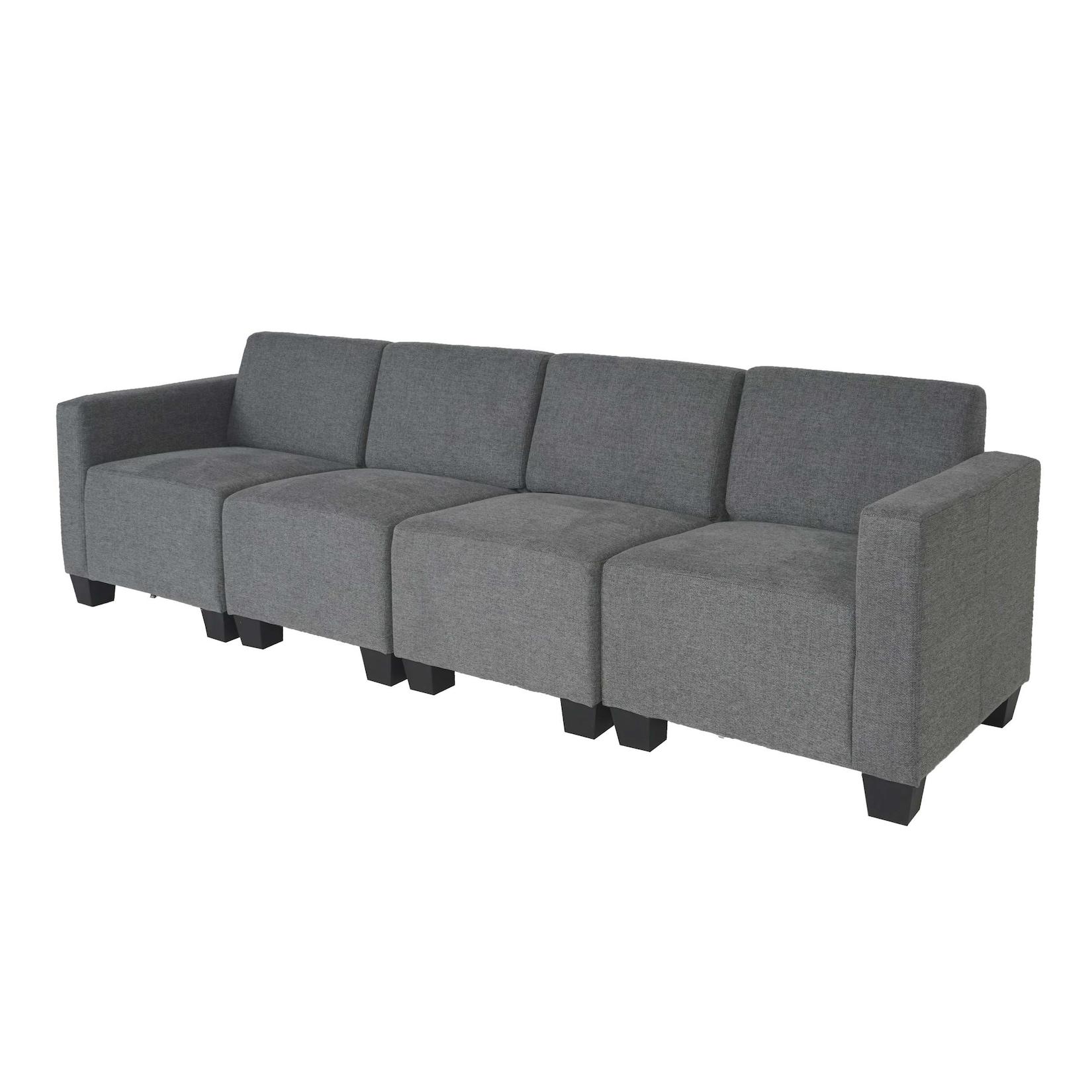 Modular 4-Sitzer Sofa Couch Moncalieri, Stoff/Textil ~ grau