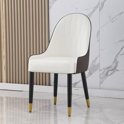 Ostweer Simple Side Chair Reception Chair with Metal Legs, Leather Padded Chair Kitchen Chair Leisure Chair Set of 2