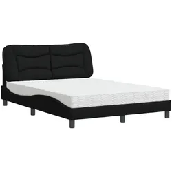 vidaXL Bett mit Matratze "Hvar" Schwarz 120x200 cm Stoff