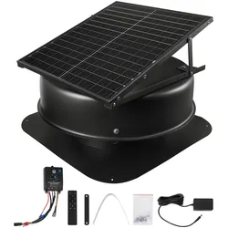 VEVOR Solarbetriebener Ventilator, 50 W Solar-Dachventilator mit Thermostat, Fernbedienung, 84950 L/min Luftstrom, integrierter Rauchsensor mit automatischer Abschaltung zum Kühlen & Entfeuchten