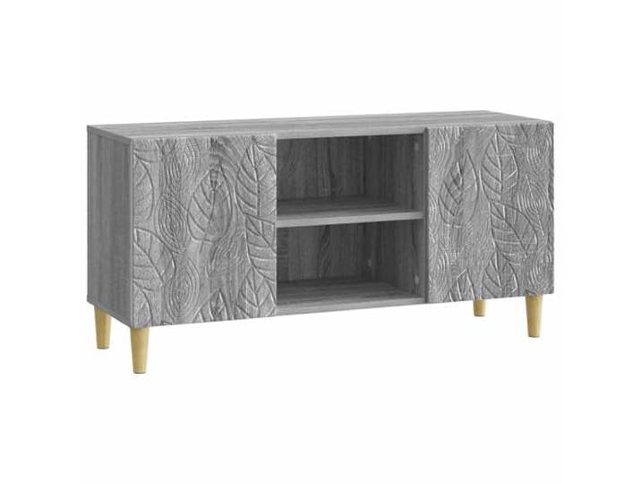 KUPTYERFG TV Lowboard 102x34,5x50cm TV-Schrank Grau Sonoma Stabiles Fernsehmöbel aus Holzwerkstoff mit Eukalyptusbeinen und 2 Türen für Wohnzimmer und Schlafzimmer.