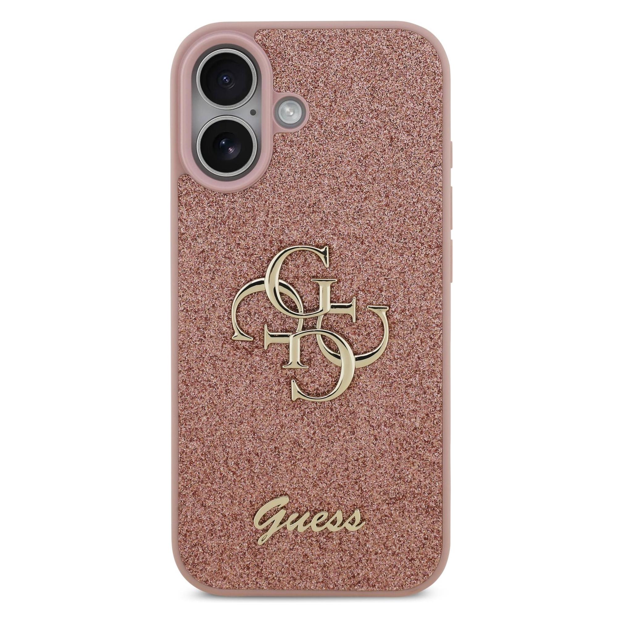 Guess Back panel cover Apple iPhone 17 PU Fixed Glitter 4G Metal Logo Case Pink (Apple iPhone 17) (57983127131)