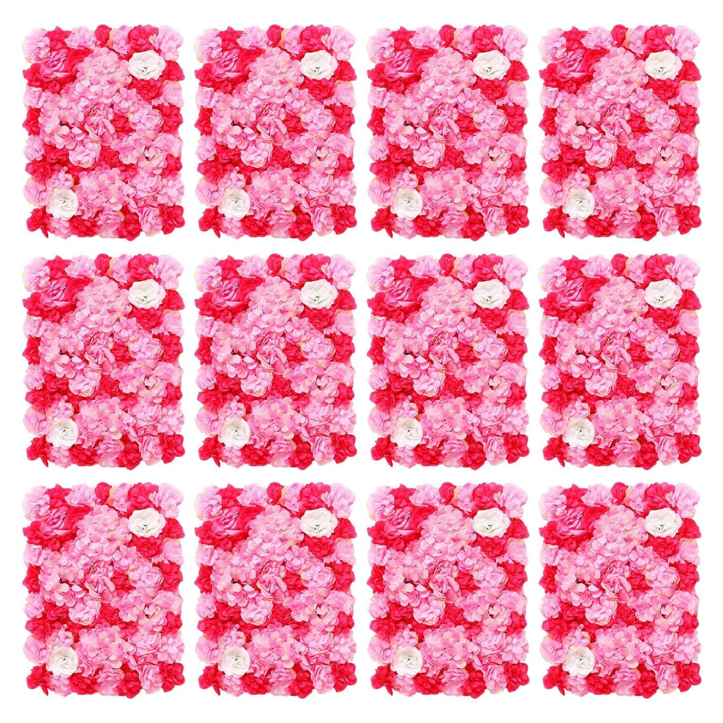Set van 12 kunstbloemen wandpanelen voor decoratie