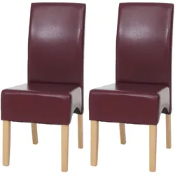 2er-Set Esszimmerstuhl Crotone, LEDER ~ rot, helle Beine