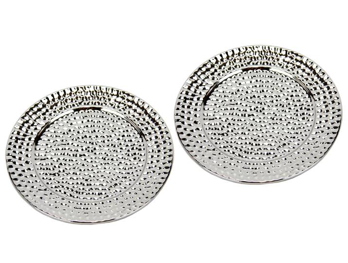 Dekotablett I.GE.A. Keramik-Schale rund , silber, B:16cm H:2cm, Keramik, Dekoschalen, Dekotablett, 2er Set Dekoschale silber Tablett Weihnachtsdeko Deko Advents-Tablett