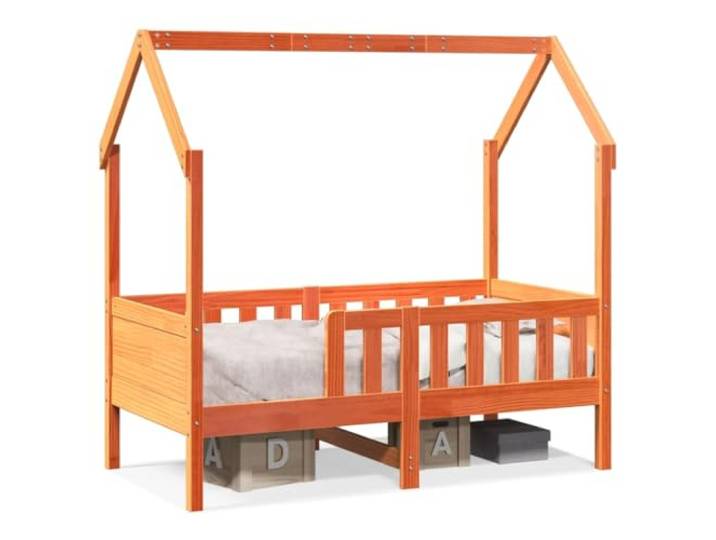 PUGYNBK Kinderbett aus Massivholz, 70 x 140 cm Massives Kiefernholz, Sicherheitsgeländer, offene Decke, DIY, Aufbewahrung unter dem Bett