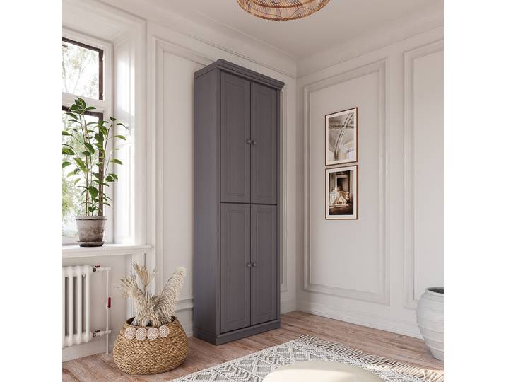 Armoire en pin massif 74 x 223 x 37cm Gris/Pin gris