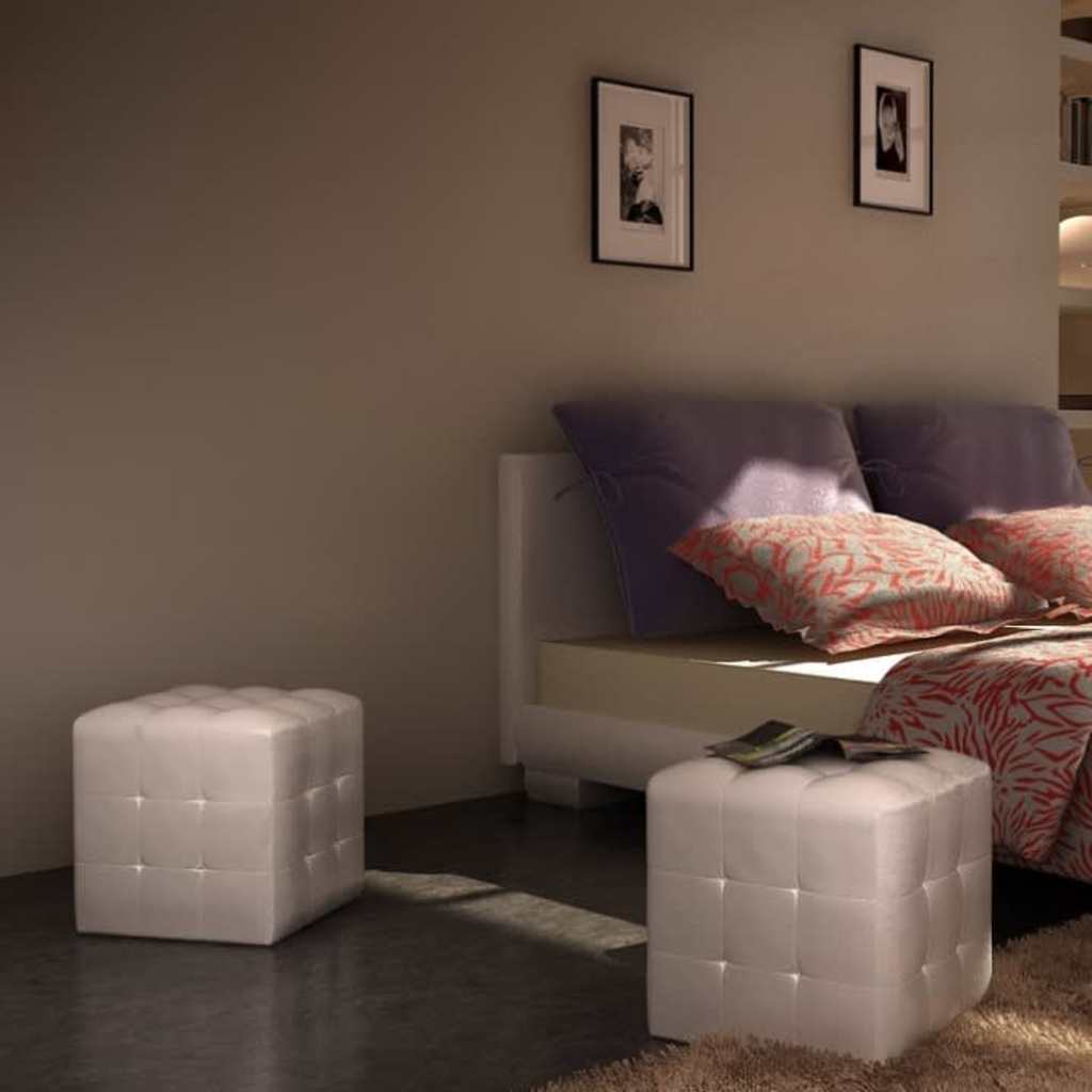 vidaXL Tabourets cube Blanc