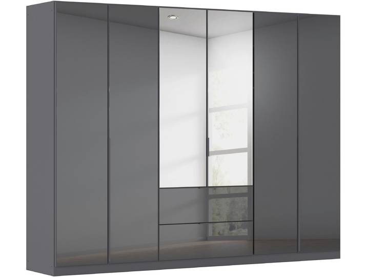 Drehtürenschrank, 271x229x54 cm, Holzwerkstoff, Grau, Glasfront, Modern, Rauch