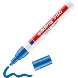edding 750 Permanent Lackmarker Blau Mittel Rundspitze 2 - 4 mm  Wasserbeständig