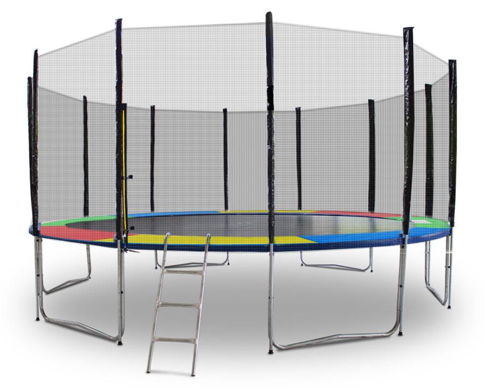Trampolin-King 460cm Trampolin mit Sicherheitsnetz, Randabdeckung, Leiter, Bunt MS-17145