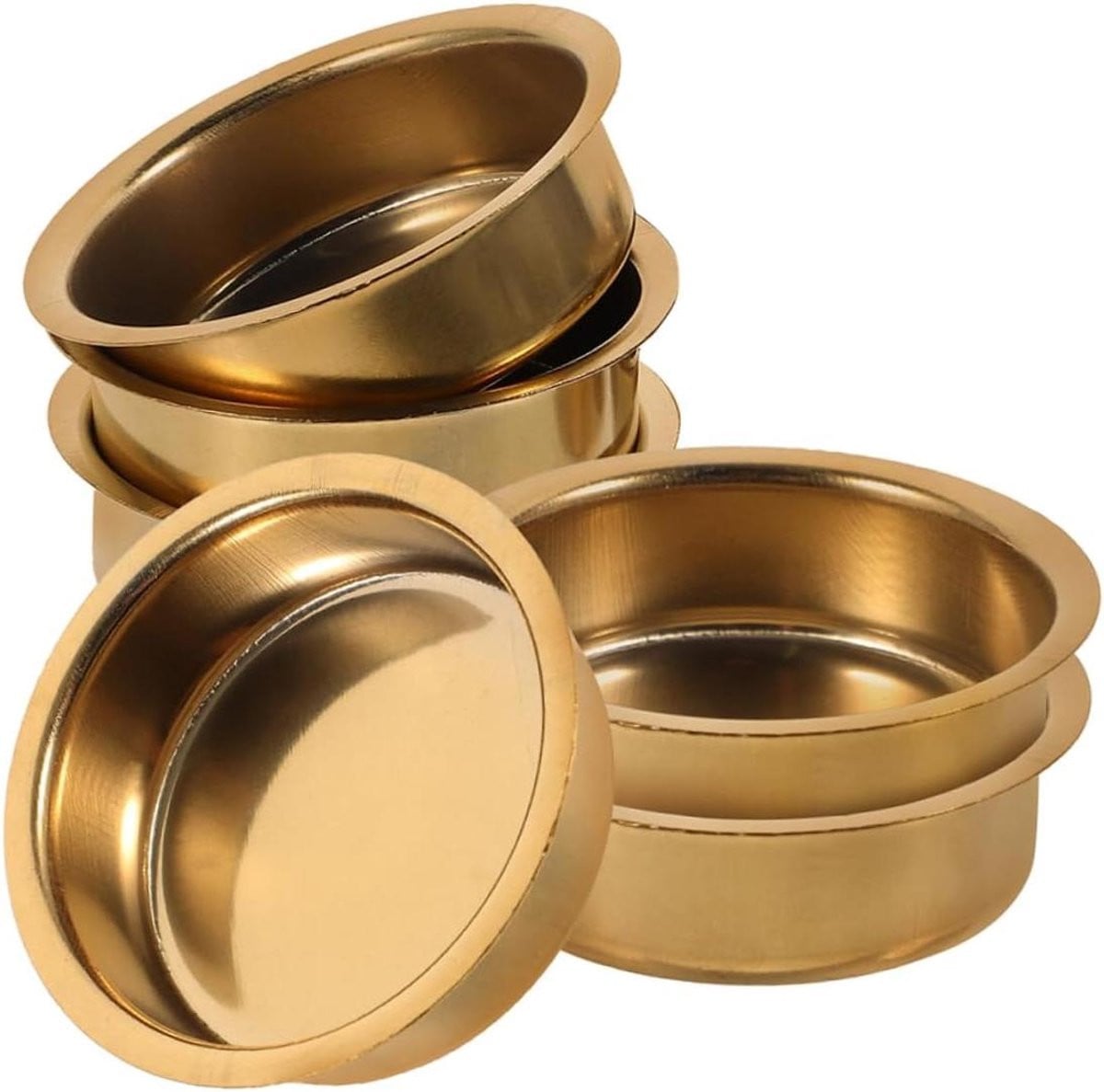 Set van 6 gouden theelichthouders van roestvrij staal