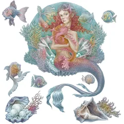 WANDAUFKLEBER 60x60cm - Meerjungfrauen-Zeichentrickwelt