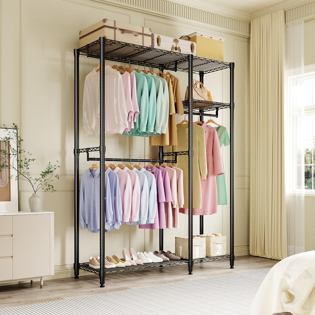 Rebrilliant 152.1cm Closet System Black 152.1cm W